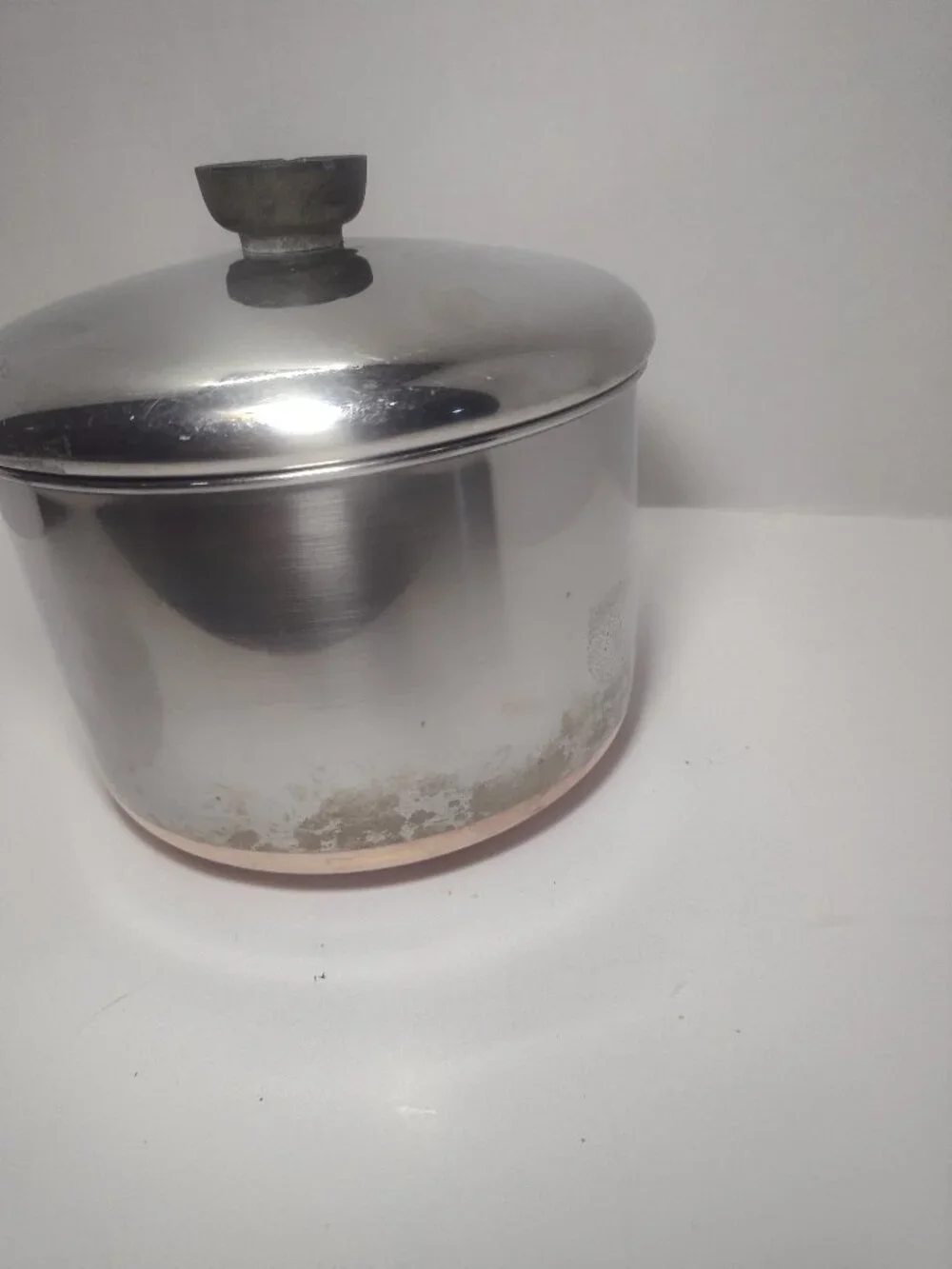 Vintage Revere Ware 1801 3 Qt Copper Bottom Saucepan Pot w/Lid USA